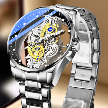 Double-sided transparent hollow automatic watch men's watch