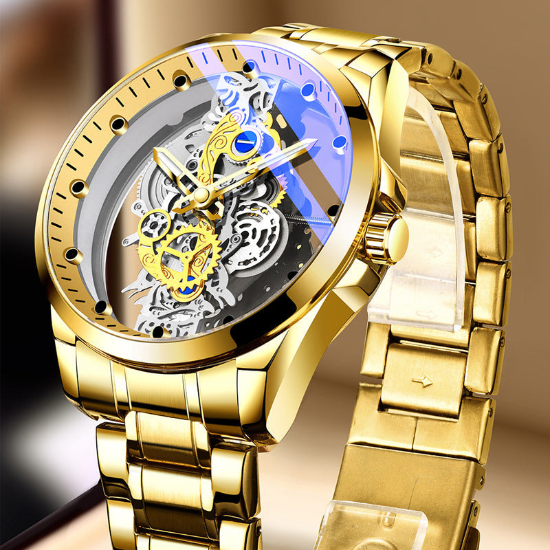 Double-sided transparent hollow automatic watch men's watch